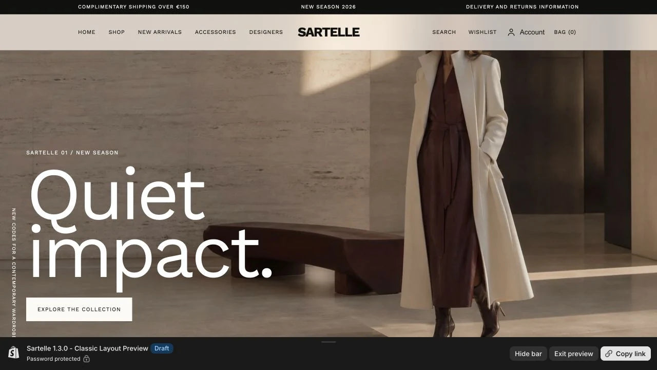 Anteprima del tema Shopify Sartelle